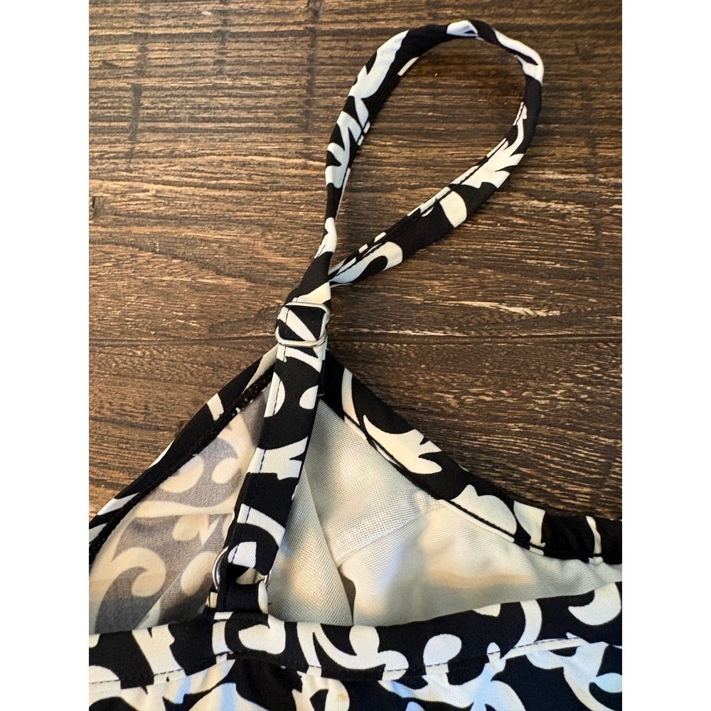 Miraclesuit Scroll Lock Love Knot Tankini Top Women Black White Paisley Size 16 - Picture 5 of 11